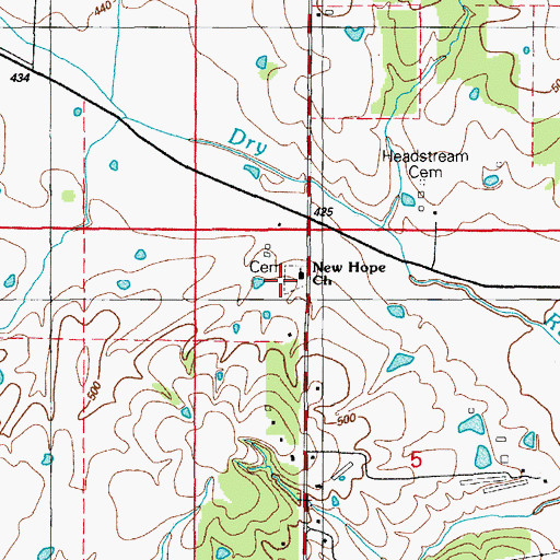 Topographic Map of New Hope Church, AR