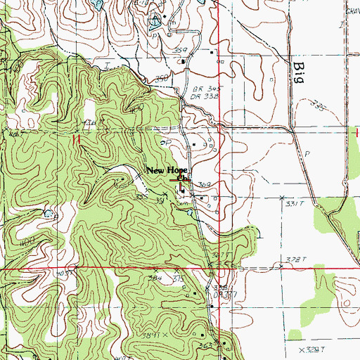 Topographic Map of New Hope Church, AR