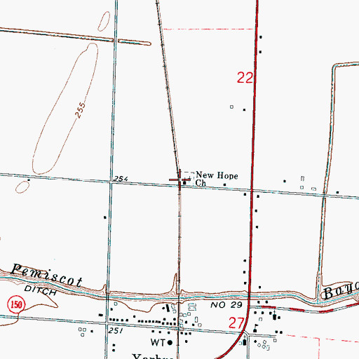 Topographic Map of New Hope Church, AR