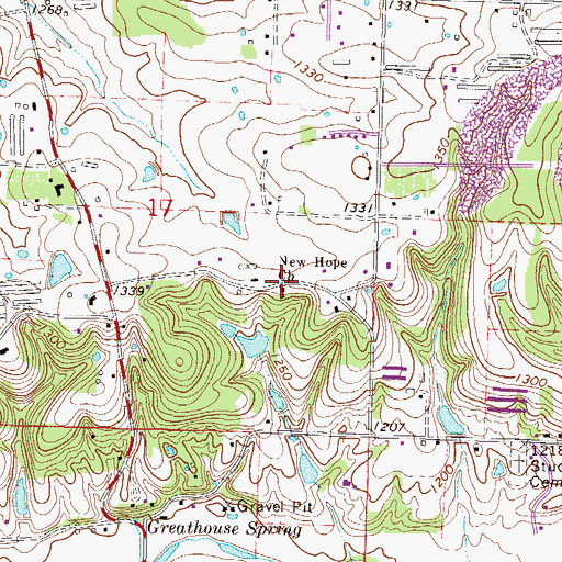 Topographic Map of New Hope Church, AR