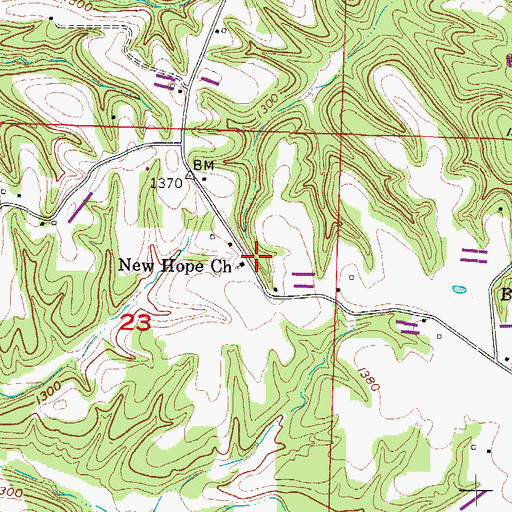 Topographic Map of New Hope Church, AR