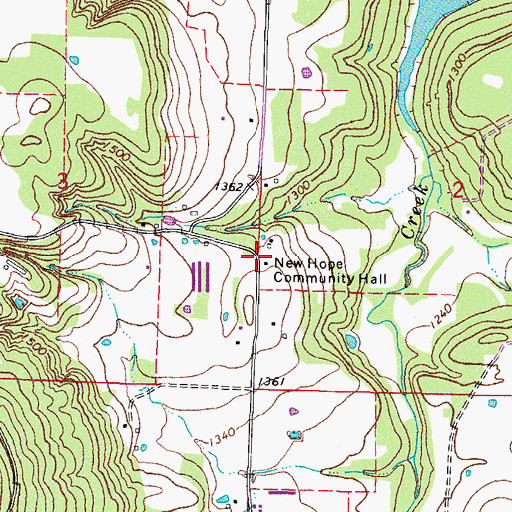 Topographic Map of New Hope Community Hall, AR