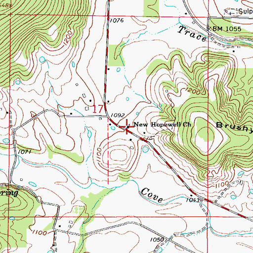 Topographic Map of New Hopewell Church, AR