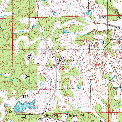 Topographic Map of New Interprise Church, AR
