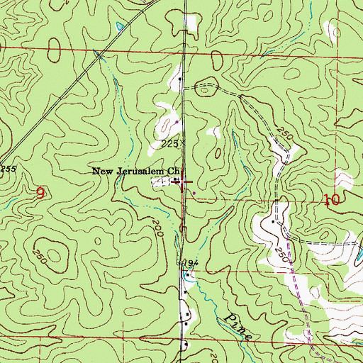 Topographic Map of New Jerusalem Church, AR