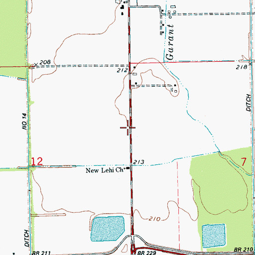Topographic Map of New Lehi Church, AR
