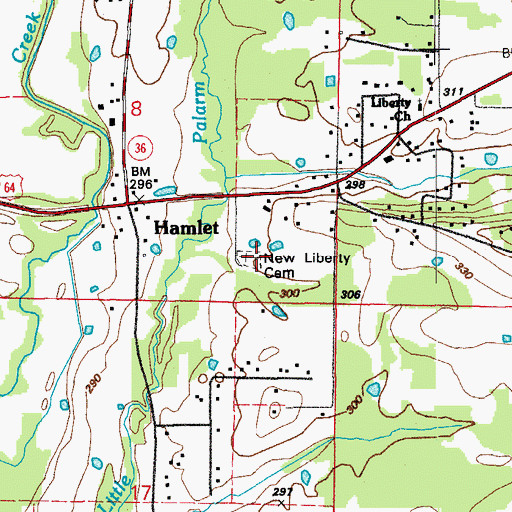 Topographic Map of New Liberty Cemetery, AR