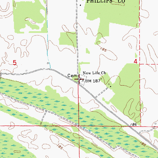 Topographic Map of New Life Church, AR