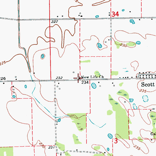 Topographic Map of New Life Church, AR