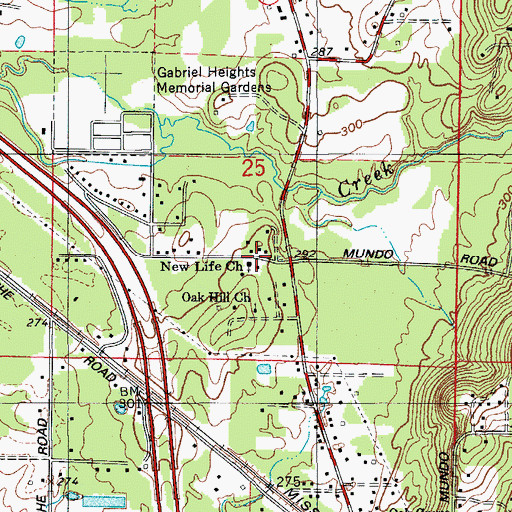 Topographic Map of New Life Church, AR