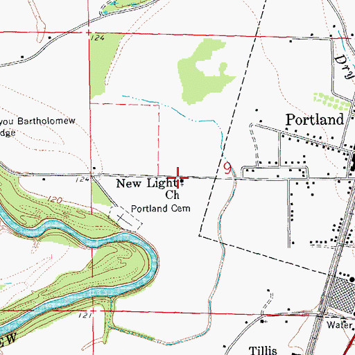 Topographic Map of New Light Church, AR