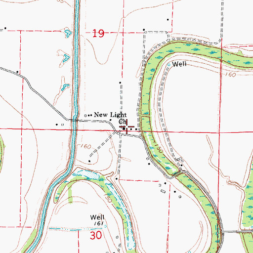 Topographic Map of New Light Church, AR