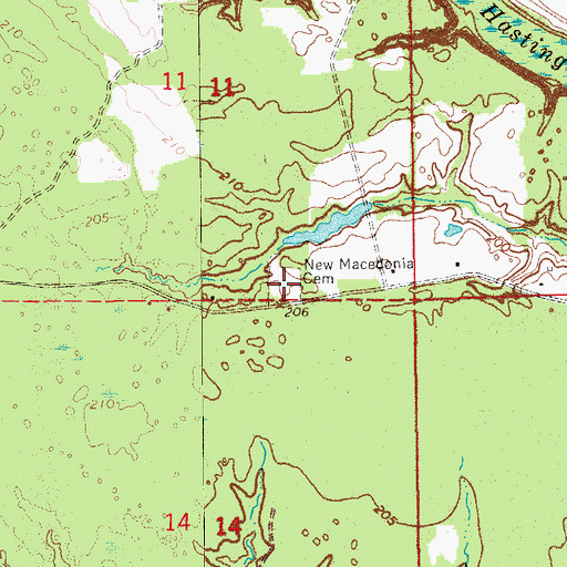 Topographic Map of New Macedonia Cemetery, AR