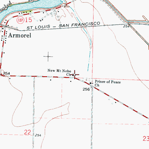 Topographic Map of New Mount Nebo Church, AR