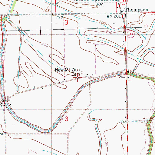 Topographic Map of New Mount Zion Cemetery, AR