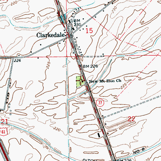 Topographic Map of New Mount Zion Church, AR