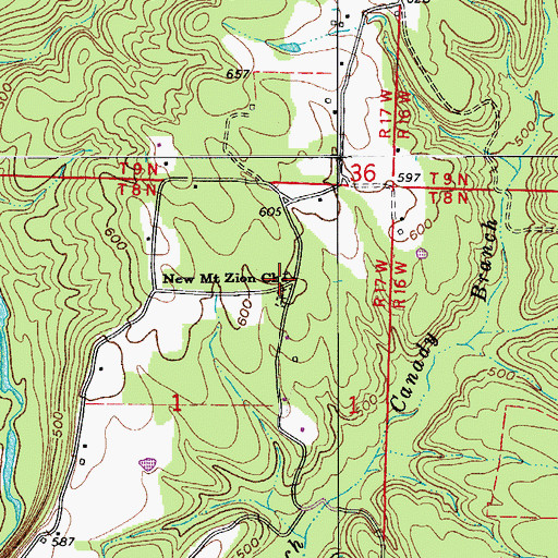 Topographic Map of New Mount Zion Church, AR