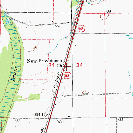 Topographic Map of New Providence Church, AR