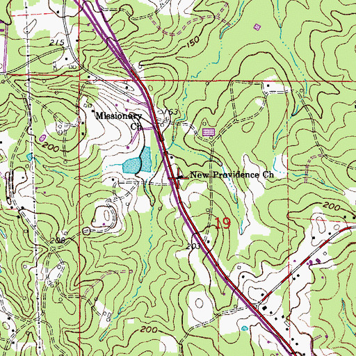 Topographic Map of New Providence Church, AR