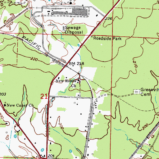 Topographic Map of New Ronok Church, AR
