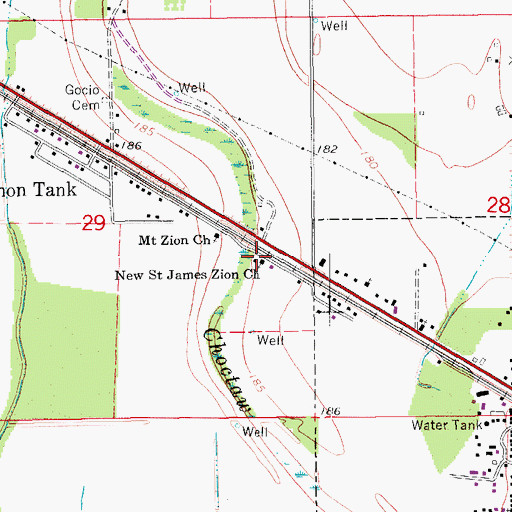 Topographic Map of New Saint James Zion Church, AR