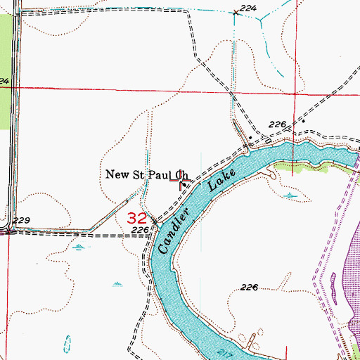 Topographic Map of New Saint Paul Church, AR