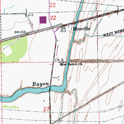 Topographic Map of New Salem Church, AR