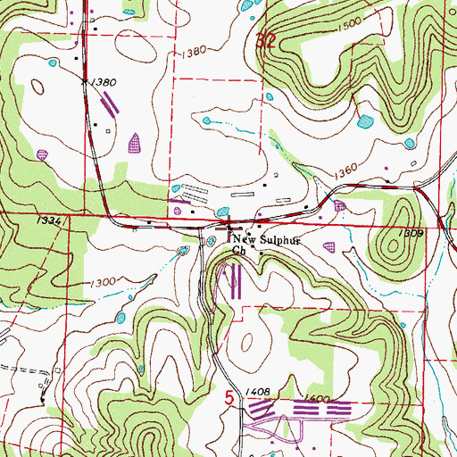 Topographic Map of New Sulphur Church, AR