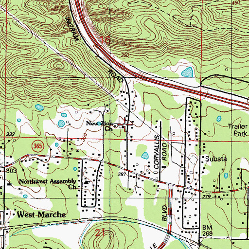 Topographic Map of New Zion Church, AR