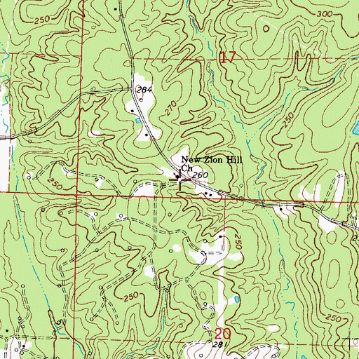 Topographic Map of New Zion Hill Church, AR