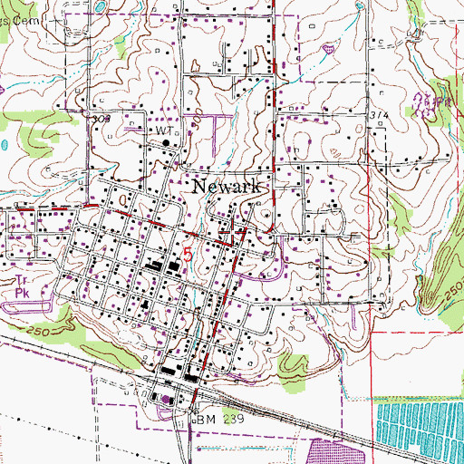 Topographic Map of Newark, AR