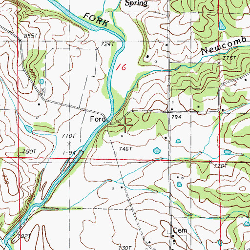 Topographic Map of Newcomb Branch, AR