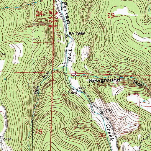 Topographic Map of Newground Hollow, AR