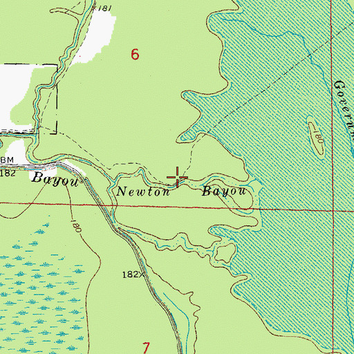 Topographic Map of Newton Bayou, AR