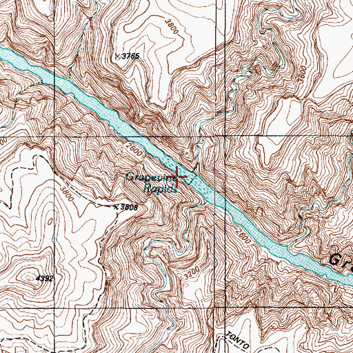 Topographic Map of Grapevine Rapids, AZ