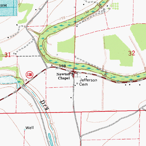 Topographic Map of Newton Chapel, AR