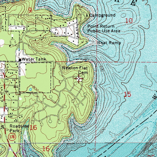 Topographic Map of Newton Flat Cemetery, AR
