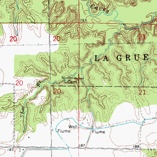 Topographic Map of Nichols Cemetery, AR