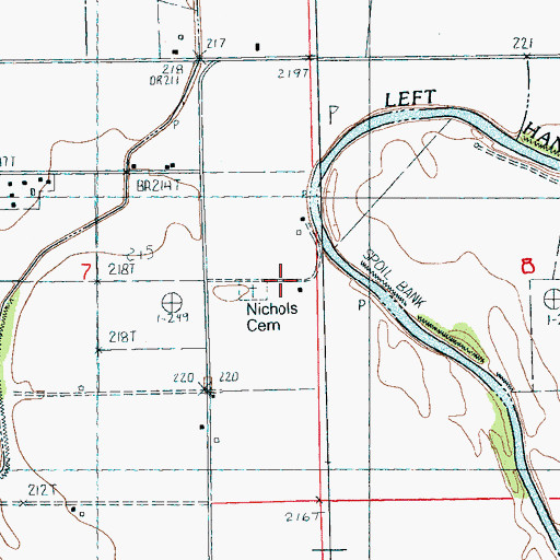 Topographic Map of Nichols Cemetery, AR