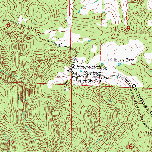 Topographic Map of Nichols Cemetery, AR