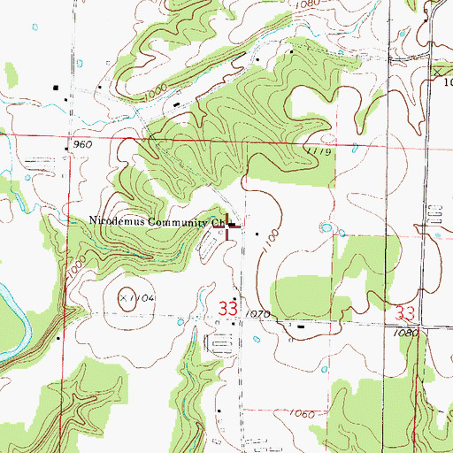 Topographic Map of Nicodemus Community Church, AR