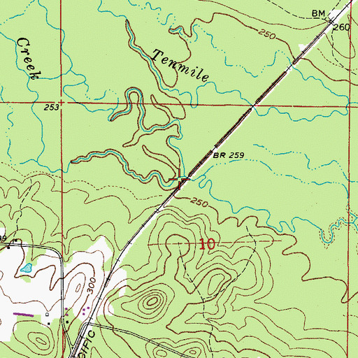 Topographic Map of Ninemile Creek, AR