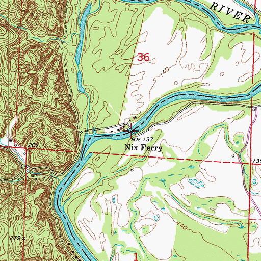 Topographic Map of Nix Ferry, AR
