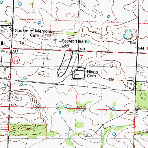 Topographic Map of Nixon Cemetery, AR