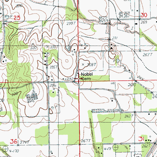 Topographic Map of Nober Cemetery, AR