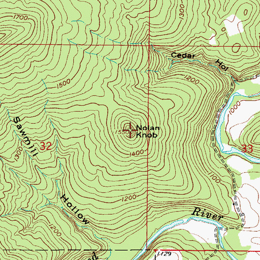 Topographic Map of Nolan Knob, AR