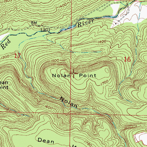 Topographic Map of Nolan Point, AR