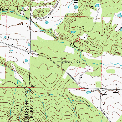 Topographic Map of Nordin Cemetery, AR