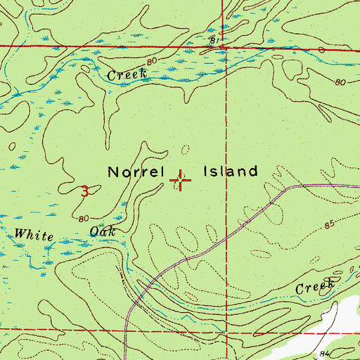 Topographic Map of Norrel Island, AR
