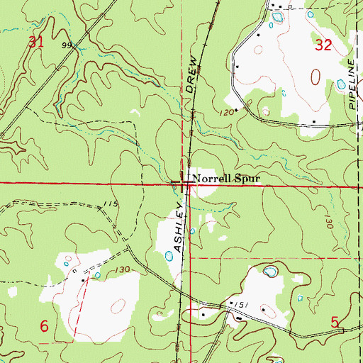 Topographic Map of Norrell Spur, AR